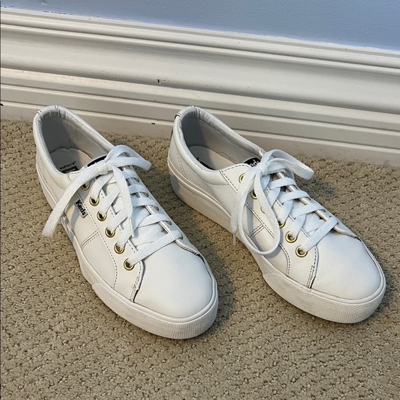 Keds White Sneakers with Gold Accents - Picture 1 of 6